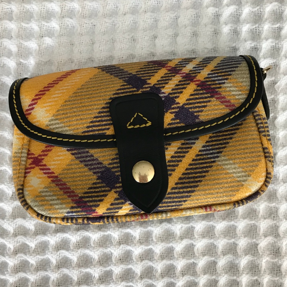 Yellow Plaid Dooney and Bourke Wristet